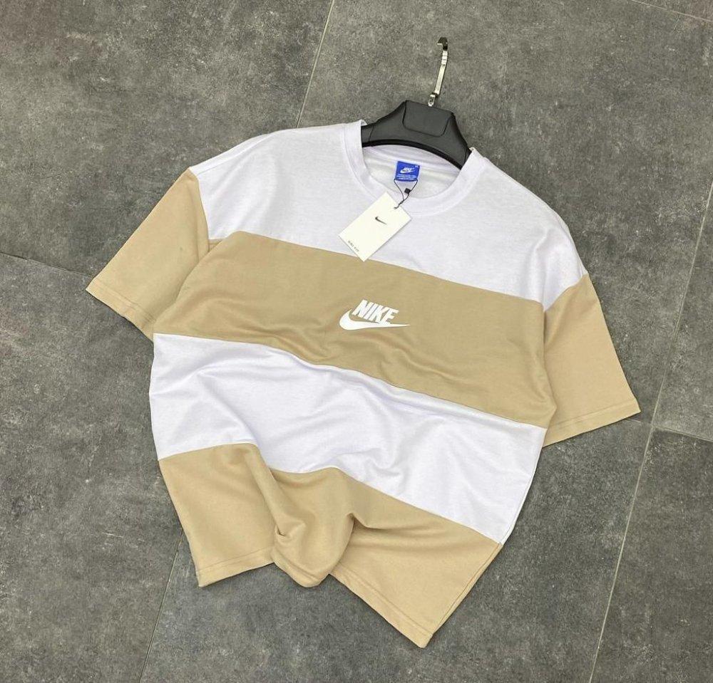 Nike Çift Renkli Oversize Tshirt Beyaz Bej
