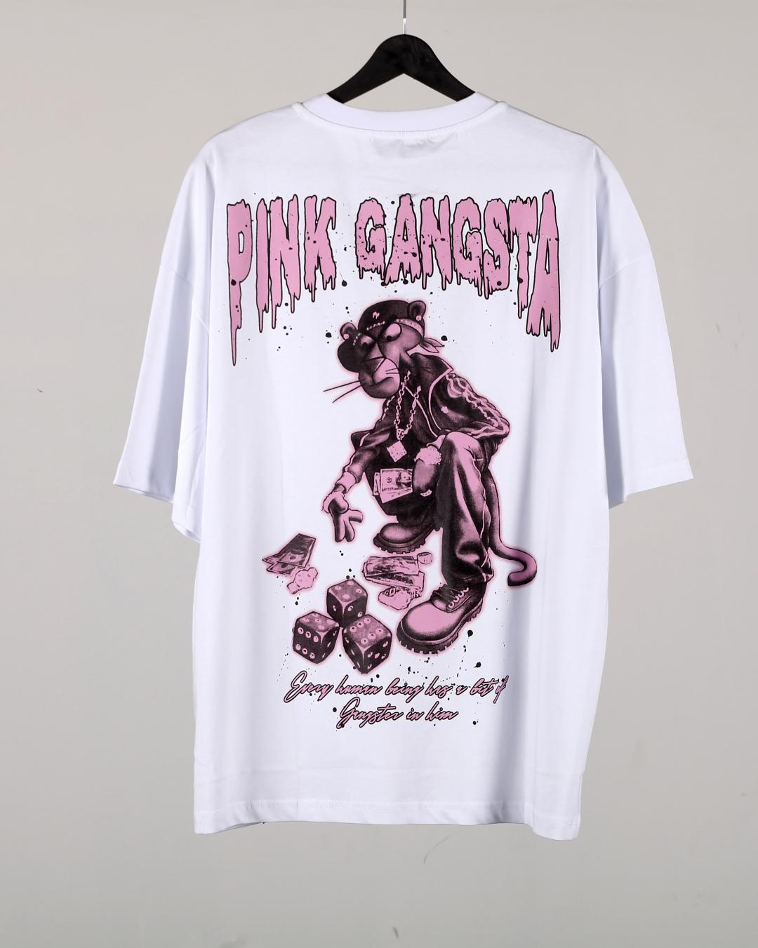 Pink Gangsta T-Shirt Beyaz