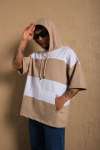 Oversize Kapşonlu Tshirt Bej