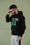 Boston Kapşonlu Sweatshirt 3 İplik  Siyah