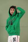 Boston Kapşonlu Sweatshirt 3 İplik  Yeşil