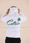 Boston Kapşonlu Sweatshirt 3 İplik  Beyaz