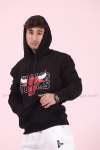 Chicago Kapşonlu Sweatshirt 3 İplik  Siyah