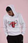 Chicago Kapşonlu Sweatshirt 3 İplik  Beyaz