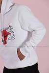 Chicago Kapşonlu Sweatshirt 3 İplik  Beyaz