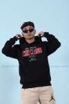 Chicago Old School Kapşonlu Sweatshirt 3 İplik  Siyah