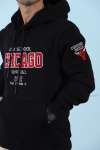 Chicago Old School Kapşonlu Sweatshirt 3 İplik  Siyah