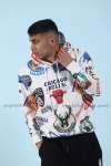 Dijital Kapşonlu Sweatshirt  3 İplik  Beyaz
