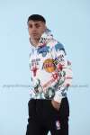 Dijital Kapşonlu Sweatshirt  3 İplik  Beyaz