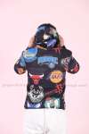 Dijital Kapşonlu Sweatshirt  3 İplik  Siyah