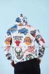 Dijital Kapşonlu Sweatshirt  3 İplik  Beyaz