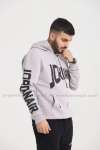 Jordan Kapşonlu Sweatshirt Kol Baskı 3 İplik  Gri