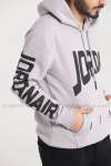 Jordan Kapşonlu Sweatshirt Kol Baskı 3 İplik  Gri