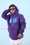 NBA Kapşonlu Sweatshirt 3 İplik  Mor