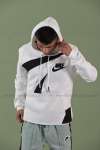 Nike Kapşonlu Sweatshirt Büyük Logo 3 İplik  Beyaz