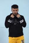 Nike Kapşonlu Sweatshirt Kol şerit 3 İplik  Siyah