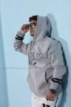 Nike Kapşonlu Sweatshirt Kol şerit 3 İplik  Gri
