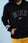 Nike Kapşonlu Sweatshirt Kol şerit 3 İplik  Siyah