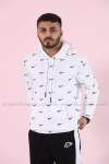 Nike Kapşonlu Sweatshirt Küçük Logo 3 İplik  Beyaz