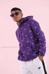Nike Kapşonlu Sweatshirt Küçük Logo 3 İplik  Mor