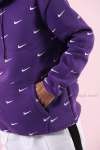 Nike Kapşonlu Sweatshirt Küçük Logo 3 İplik  Mor