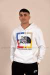 Nort Face Kapşonlu Sweatshirt 3 İplik  Beyaz