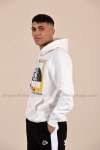 Nort Face Kapşonlu Sweatshirt 3 İplik  Beyaz