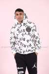 Paris Kapşonlu Sweatshirt Dijital 3 İplik  Beyaz