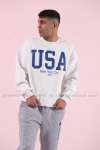 USA Sweatshirt 3 İplik  Beyaz
