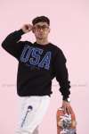 USA Sweatshirt 3 İplik  Siyah