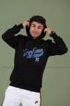 Yankees Kapşonlu Sweatshirt 3 İplik  Siyah