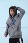 Yankees Kapşonlu Sweatshirt 3 İplik  Gri