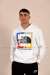 Nort Face Kapşonlu Sweatshirt 3 İplik  Beyaz