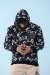 Paris Kapşonlu Sweatshirt Dijital 3 İplik  Siyah