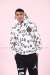 Paris Kapşonlu Sweatshirt Dijital 3 İplik  Beyaz