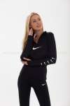 Kadın Nike Yarım Fermuar Spor Üst Siyah
