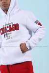 Chicago Old School Kapşonlu Sweatshirt 3 İplik  Beyaz
