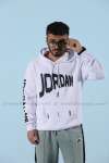 Jordan Kapşonlu Sweatshirt Kol Baskı 3 İplik  Beyaz