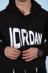 Jordan Kapşonlu Sweatshirt Kol Baskı 3 İplik  Siyah