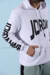 Jordan Kapşonlu Sweatshirt Kol Baskı 3 İplik  Beyaz