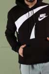 Nike Kapşonlu Sweatshirt Büyük Logo 3 İplik  Siyah