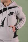 Nike Kapşonlu Sweatshirt Büyük Logo 3 İplik  Gri