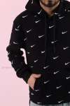 Nike Kapşonlu Sweatshirt Küçük Logo 3 İplik  Siyah