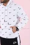 Nike Kapşonlu Sweatshirt Küçük Logo 3 İplik  Beyaz