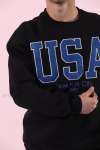 USA Sweatshirt 3 İplik  Siyah